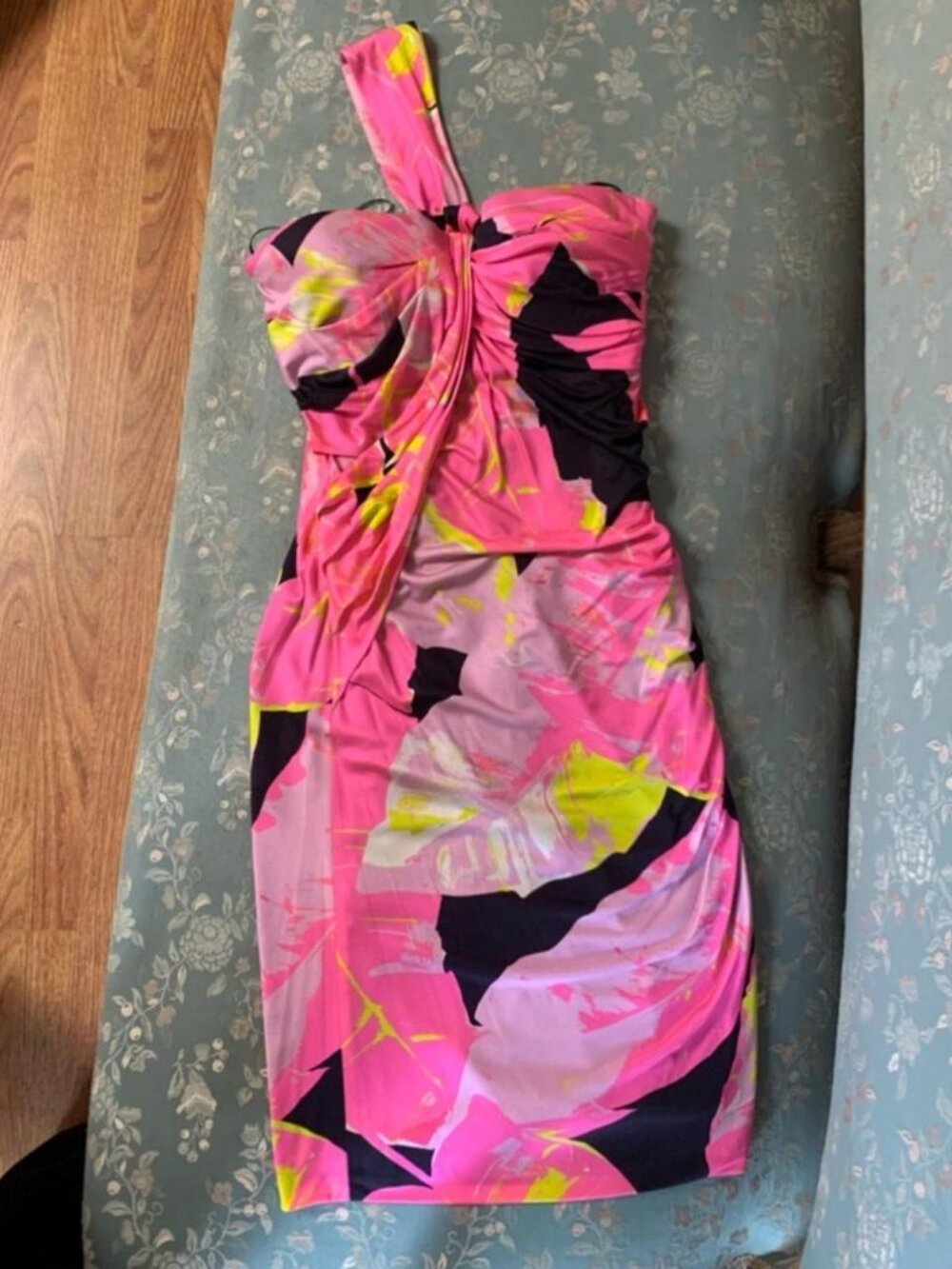 Blumarine Vintage Y2K floral one shoulder dress, IT size 42